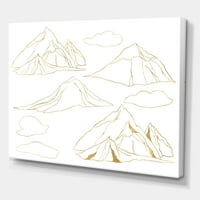 PROIZVODNJA Minimalistički zlatni linearni set oblaka i planina Moderna platna zidna umjetnička štampa