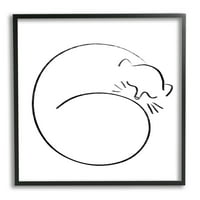 Stupell Minimal Cat Line Doodle Životinje i insekti Slikarstvo Crna UKLJUČEN U Art Print Wall Art