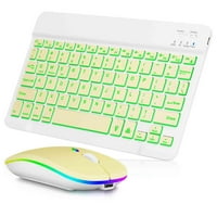U lagana tastatura i miš sa pozadinskim RGB svjetlom, Multi uređaj tanka punjiva tastatura Bluetooth 5.