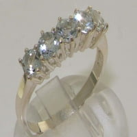 Britanska proizvodnja 14k bijelog zlata prirodni akvamarin žene obećavaju Opcije veličine prstena-Veličina