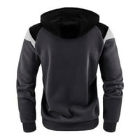 Paptzroi Mens Jesen Zima Casual Modni Duks Patchwork Kontrast Rebrasti Dizajn S Patentnim Zatvaračem Hoodie