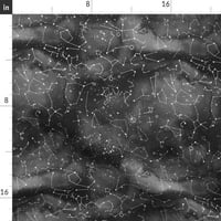 Tkanina od kašike - konstelacije Crni akvarel svemirske zvijezde astronomično noćno nebo otisnuto na minky