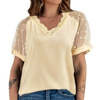 Ženske čipkaste kratke rukave majice ljetni vrhovi labavi Casual majica ženska grafika i košulje žene
