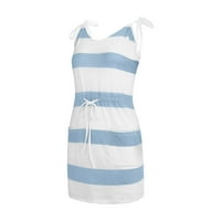 Ženska mini haljina prugasti ispis A-line kratkih rukava haljina kratkih rukava Summer Beach haljina s