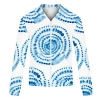Duksevi za muškarce Zimska modna casual gradijentineineite-dye Print sa jaknom Duksevi sa duksevima Plava