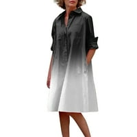 Ženska ženska gradijentska košulja košulja s dugim rukavima Džepne haljine Žene haljine