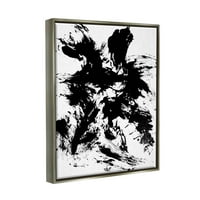 Savremeni Potezi Crnom Tintom Apstraktna Grafička Umjetnost Sjaj Siva Uokvirena Umjetnost Print Zidna