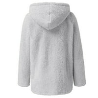 Whlbf zimski kaputi za žene Plus Size, žene topli Dugi rukav Casual čvrsta bluza sa kapuljačom sa kapuljačom