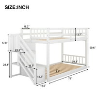 AUKFA Podni krevet na kat, puno drva sa dva odvojena kreveta preko dvostrukih kreveta sa stepenicama za