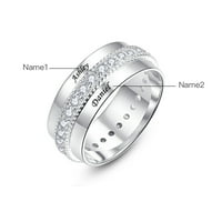 Personalizirani dva kruga simuliranog dijamantskog dizajna Obećaj prsten Sterling srebrni prsten za žene