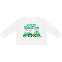 Inktastični sretni uskršnji zeko i traktorski poklon malih dječaka ili majica s dugim rukavima s dugim rukavima
