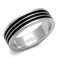 Luxe nakit dizajnira od nehrđajućeg čelika ravno muški prsten sa mlaznim crnim epoksidnim, veličinama
