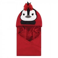 Hudson Baby dojenčad djevojka pamučni ručnik sa kapuljačom, crveni pingvin, jedna veličina