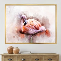 Designart 'apstraktni portret Pink Flamingo III' seoska kuća uokvirena platnenim zidom Art Print