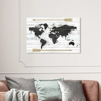 Mape i zastave avenije piste zidno umjetničko platno grafike mape svijeta 'Mapamundi Boho Arrows' - crno,