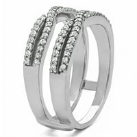 TwoBirch Criss Cross čuvar vjenčanog prstena u Sterling srebru sa crno-bijelim dijamantima