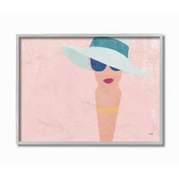 Stupell Industries Glam modni ženski minimalni Portretni pasteli ružičasto plavi uokvireni zidni umjetnički