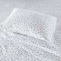 Comfort Classics Cosy Soft 4-komadne sive zvijezde Pamuk Flannel tiskani list