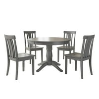 Lexington 5-dijelni drveni trpezarijski Set, Okrugli sto i stolice sa letvicama, Crna