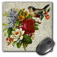 3drose Vintage i Retro cvijeće sa pticama ruže Blooms-podloga za miša, by