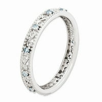 Sterling Silver Slaganje izrazi Aquamarine veličina prstena: 6; za odrasle i tinejdžere; za žene i muškarce