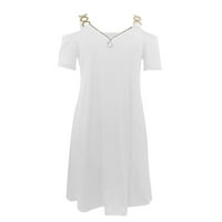 Ženska Moda Cool jednobojna Casual vez Gotska elegantna haljina bijela XXL