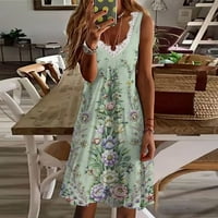 Ljetne haljine za žene Ženska Moda V izrez bez rukava Printing Dress Casual Dress Summer Dress Mint Green