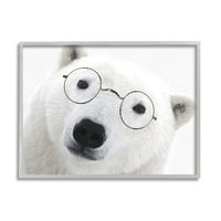 Stupell Naočare Bijelog Polarnog Medvjeda Životinje Životinje I Insekti Slikarstvo Siva Uokvirena Umjetnost