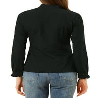 Unique Bargains ženska bluza sa čipkom na volane sa dugim rukavima bluza