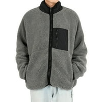 SNGXGN muške jakne za jakne za toplu sportsku kapuljaču Fuzzy Sherpa Dukseri za muškarce, tamno siva,