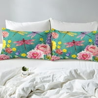 Za žene DANDELION COTFORTER COLORFOL Leptir Dragonfies Set za posteljinu za dame Girls cvjetni prekrivač