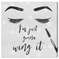 Wynwood Studio Fashion and Glam Wall Art Canvas Prints 'Wing It' Makeup-Crna, Siva