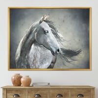 Designart 'crno-bijeli portret divljeg konja' seoska kuća uokvirena platnena zidna umjetnička štampa