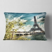 Designart vegetacija u blizini Pariza Eiffelov toranj - pejzažni jastuk za bacanje fotografija-12x20