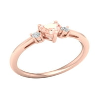Imperial dragi kamen 10k ružičasto zlato srce rezano Morganite CT TW dijamant tri kamena ženski prsten