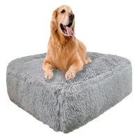Bessie and Barnie Siberian Grey Luxury Shag Extra Plush Fau Fur Rectangle pet dog Bed