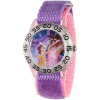 Disneyjev prozirni plastični sat učitelja za djevojčice princeze Belle i zvijeri, ljubičasta najlonska