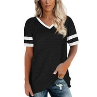 Ženski ljetni vrhovi čipkasti kratki rukavi V izrez košulje labave Fitting Tshirt čvrste trendi Casual