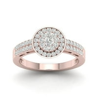 1 2CT TDW Diamond 10K ružičarski zlatni doble halo zaručnički prsten