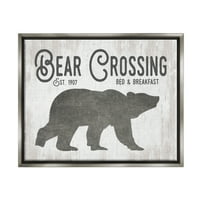 Stupell Industries Bear Crossing Silhouette Wildlife Rustic Cabin Signage Graphic Art sjaj sive plutajuće