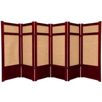 ft. Visok Premium drvo i tkani Jute Shoji ekran-Panel-Rosewood