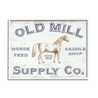 Stupell Industries Old Mill Supply Co. Vintage horse Feed reklama grafička Umjetnost bijeli uokvireni