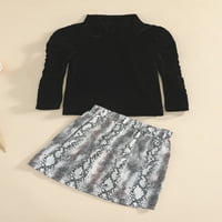 Djevojke Dizala set crni kornjačevi pulover i suknju za ispis zmije