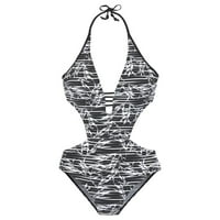 Bikini Setovi za žene WQQZJJ ženski kupaći kostimi, Ženski modni seksi otvoreni stražnji Široki Print
