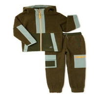 Russell Boys Fau Sherpa komplet jakne i pantalona sa patentnim zatvaračem, 2 komada, veličine 4-18