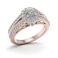 3 4ct TDW dijamant 10k ružičasto zlato Halo prsten sa podijeljenom drškom