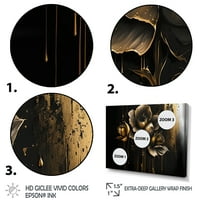 Designart Crno-Zlatni Dizajn Narcisa I Zidna Umjetnost Od Platna