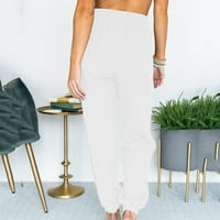Symoidni ženske casual pantalone - modne casual čvrste visoke čipke labave pantalone pune dužine hlače