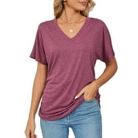 Ženske majice V izrez kratki dugi rukav The Tee Bluza od pune boje