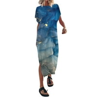 Yubatuo Womens Ljeto Ležerne prilike Boho tiskane labave majice Haljina kratkih rukava O-izrez Maxi haljine